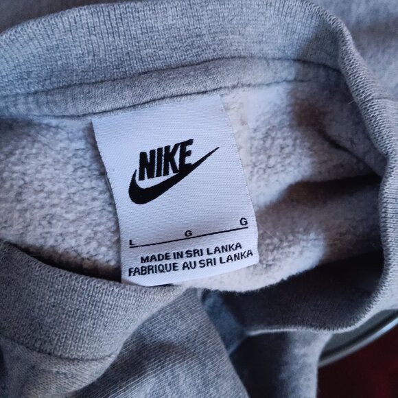 Men's Sweatshirt Large Nike Logo Crewneck Y2K  Fleece Heather Gray - Picture 5 of 5